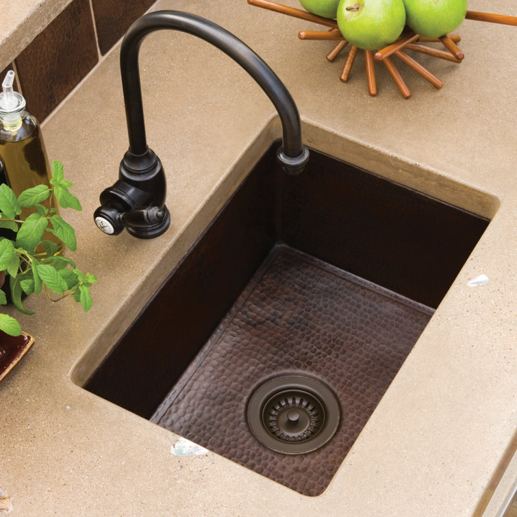 Antique Copper Rectangular Undermount Single Bowl Kitchen Sink