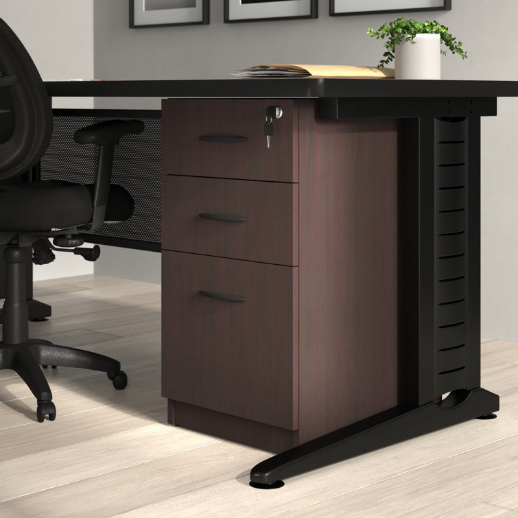 Mahogany 3-Drawer Lockable Vertical File Cabinet
