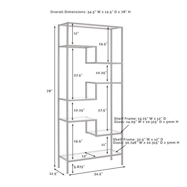 Sloane 83'' Matte Black Modern Glass Etagere