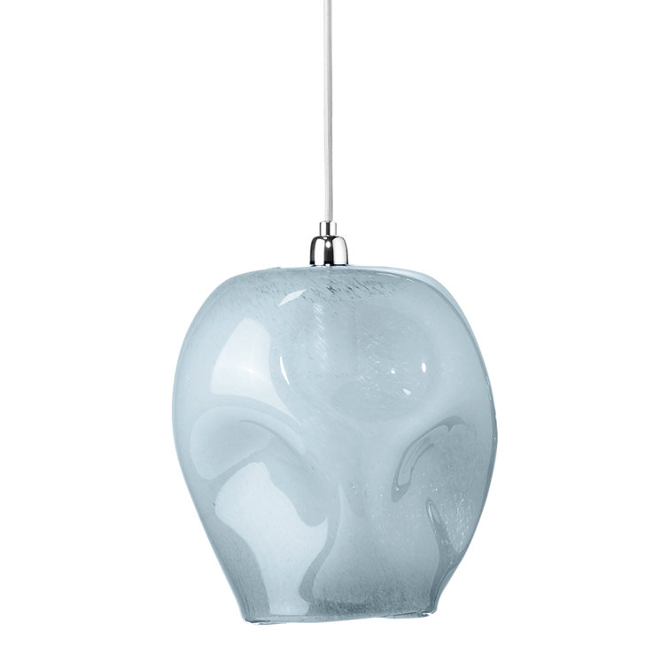 Cornflower Blue Dimpled Glass Mini Pendant Light