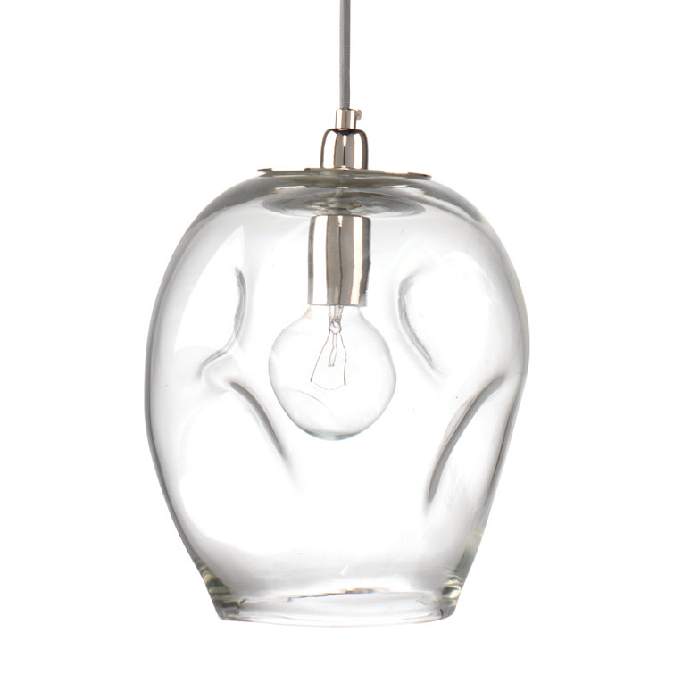 Clear Glass Nickel 1-Light Pendant with Adjustable Cord