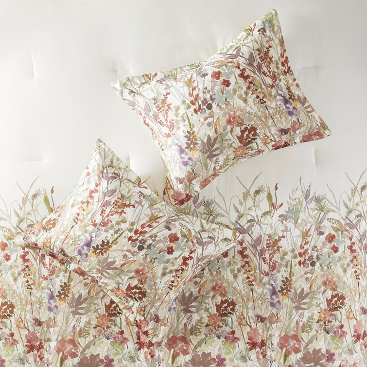 Julia 7 Piece Red Cotton Floral Queen Comforter Set