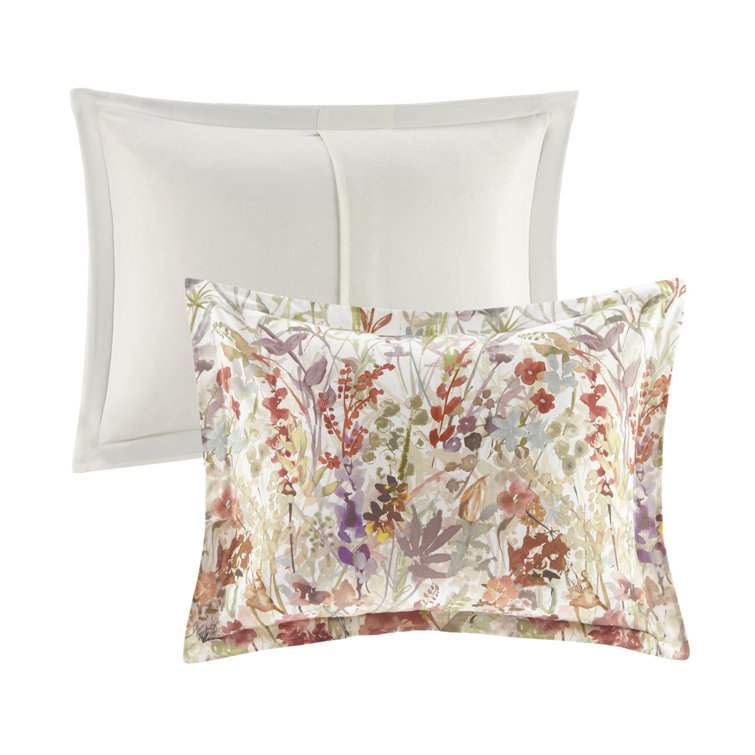 Julia 7 Piece Red Cotton Floral Queen Comforter Set