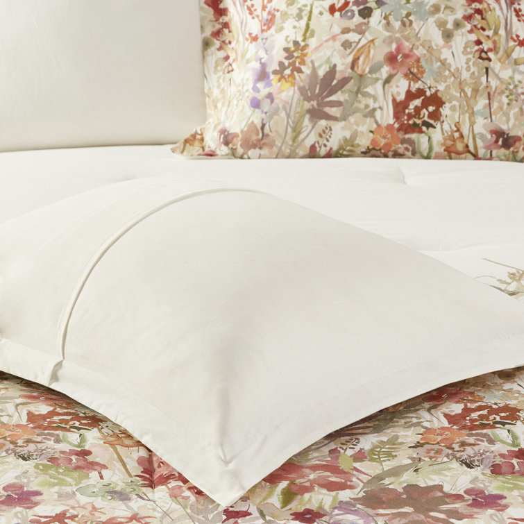Julia 7 Piece Red Cotton Floral Queen Comforter Set