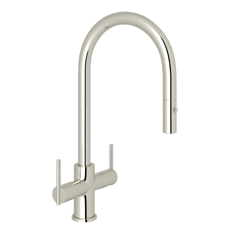 Polished Nickel Brass Pull-out Spray Kitchen Faucet