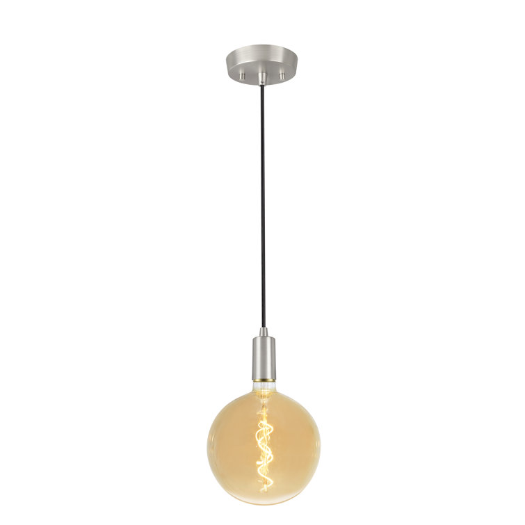Matte Satin Nickel Hanging Pendant Light with Black Cord
