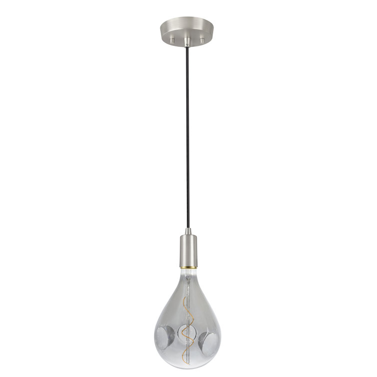 Matte Satin Nickel Hanging Pendant Light with Black Cord