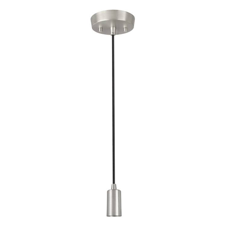 Matte Satin Nickel Hanging Pendant Light with Black Cord