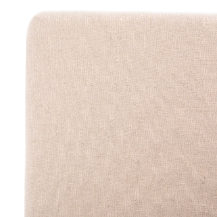 Beige Linen Upholstered Queen Bed with Tufted Headboard