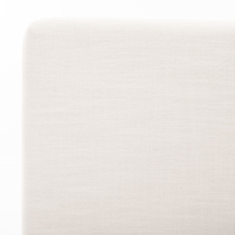 Beige Linen Upholstered Queen Bed with Tufted Headboard
