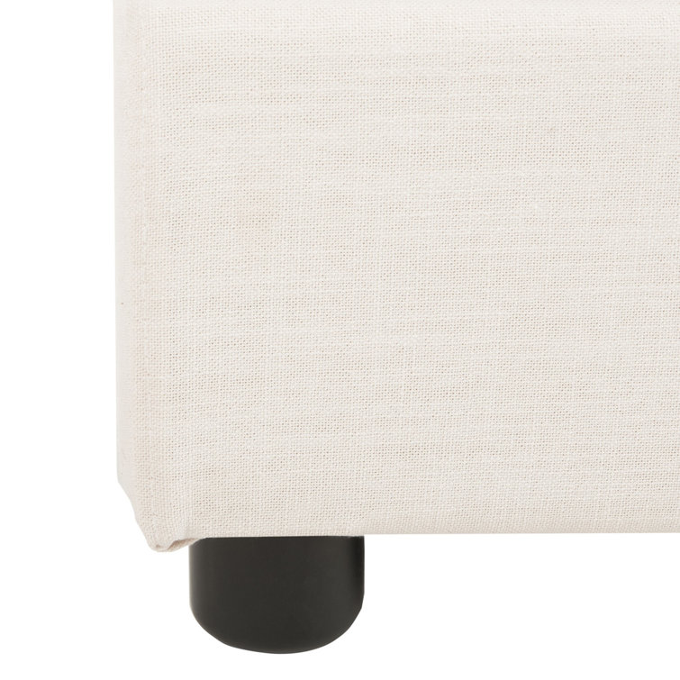 Beige Linen Upholstered Queen Bed with Tufted Headboard
