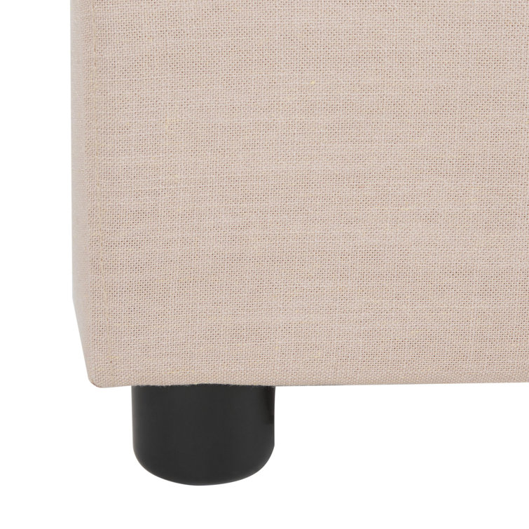 Beige Linen Upholstered Queen Bed with Tufted Headboard