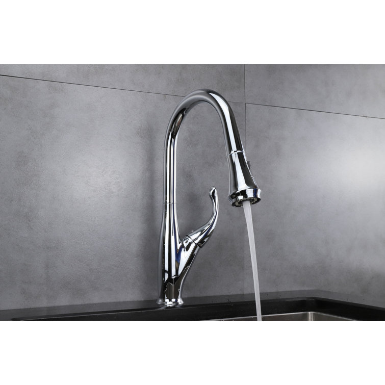 Garbatella Chrome Brass Single-Handle Pull-Down Spray Kitchen Faucet