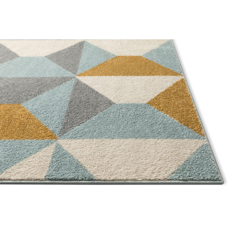 Geometric Gold Elegance Synthetic Area Rug, 3'11" x 5'3"