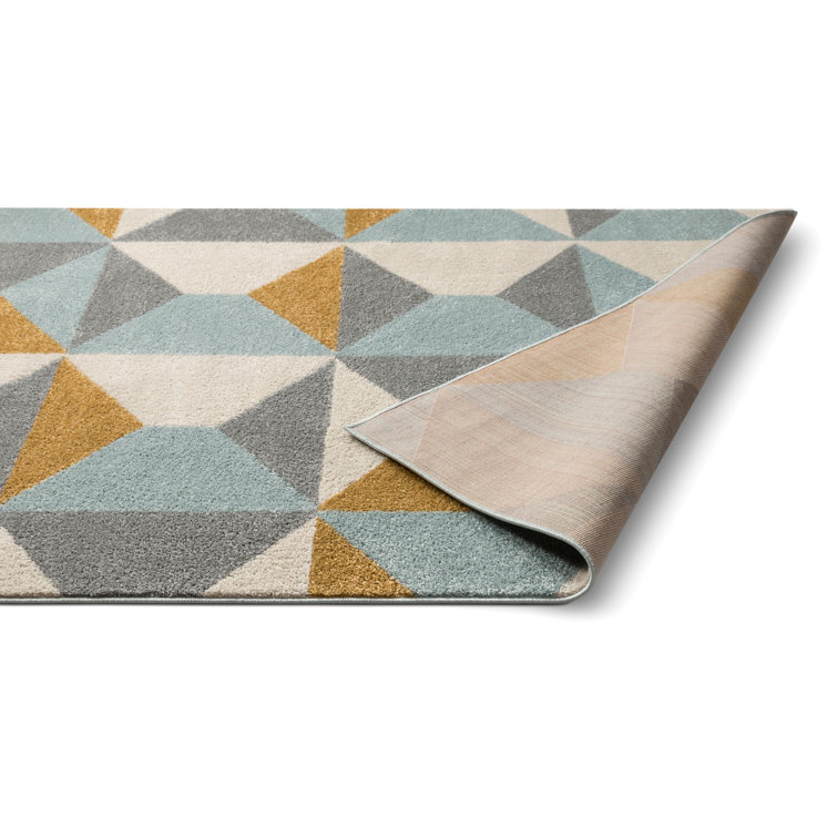 Geometric Gold Elegance Synthetic Area Rug, 3'11" x 5'3"