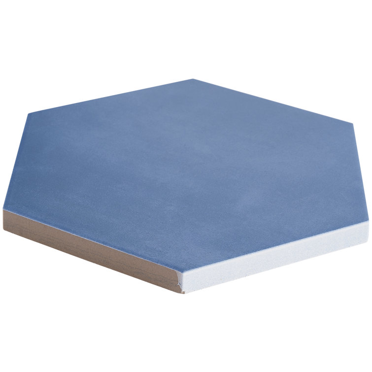 Eclipse Blue 8" Hexagon Matte Porcelain Floor and Wall Tile