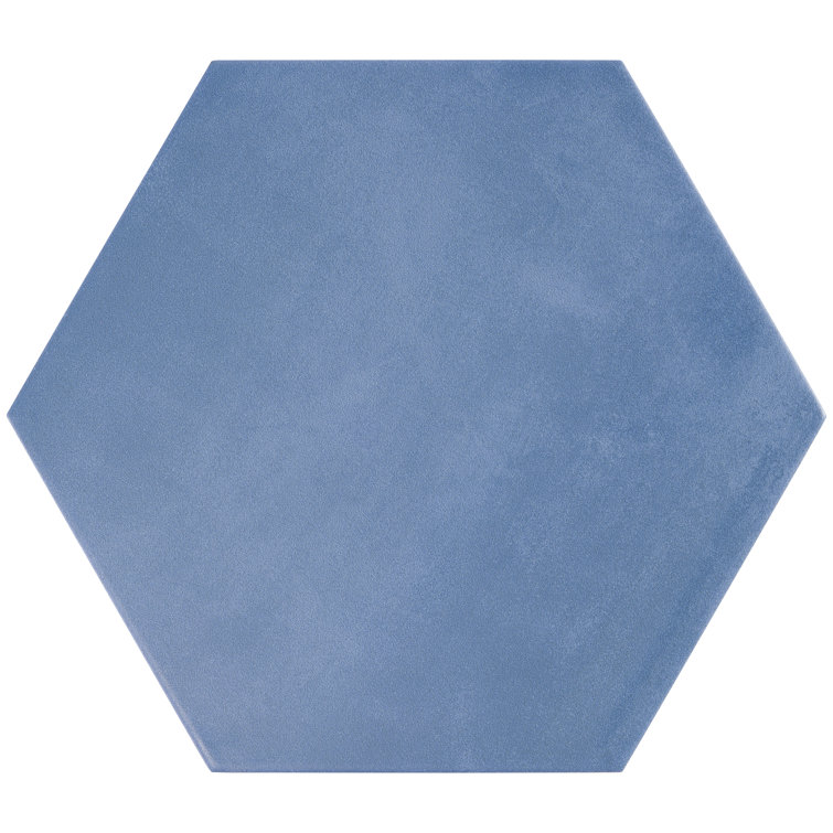 Eclipse Blue 8" Hexagon Matte Porcelain Floor and Wall Tile