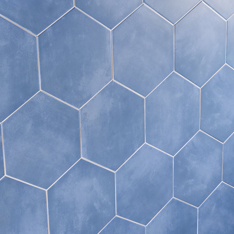 Eclipse Blue 8" Hexagon Matte Porcelain Floor and Wall Tile