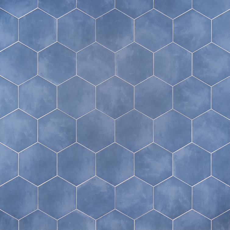 Eclipse Blue 8" Hexagon Matte Porcelain Floor and Wall Tile