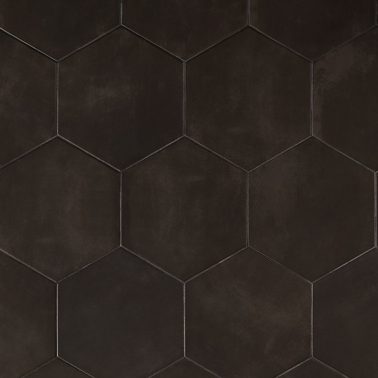 Eclipse Black Matte Porcelain Hexagon Floor and Wall Tile