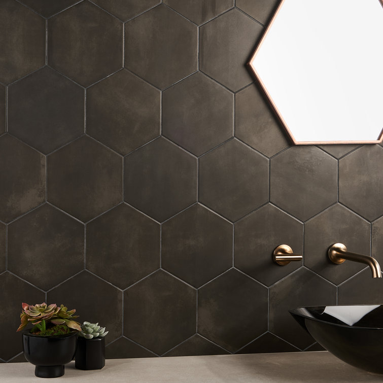 Eclipse Black Matte Porcelain Hexagon Floor and Wall Tile