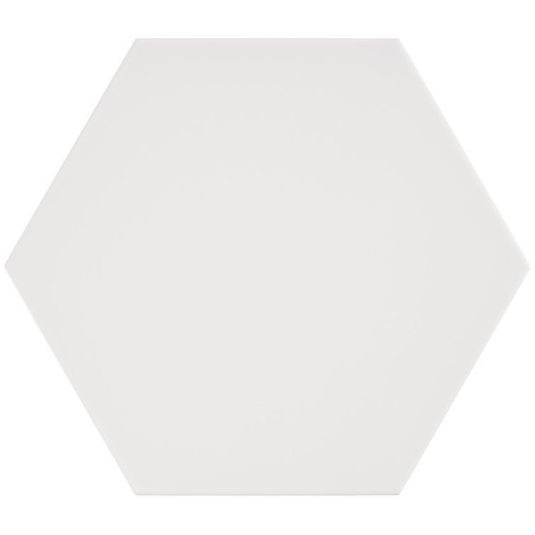White Hexagonal Matte Porcelain Floor and Wall Tile, 8-in x 9-in