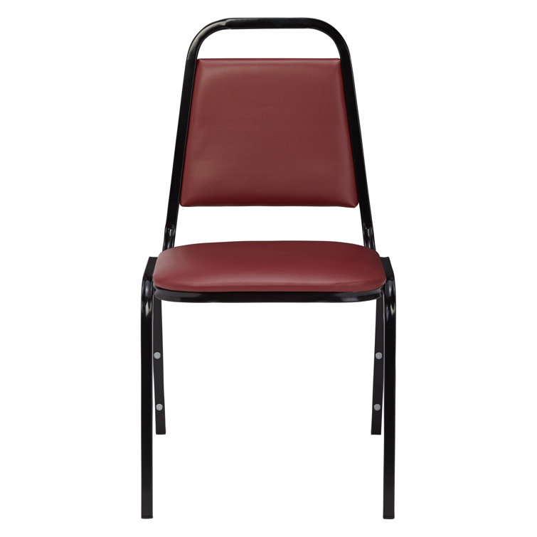 Burgundy Vinyl Armless Stackable Metal Chair