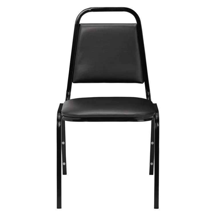 Black Vinyl and Metal Stackable Banquet Chair