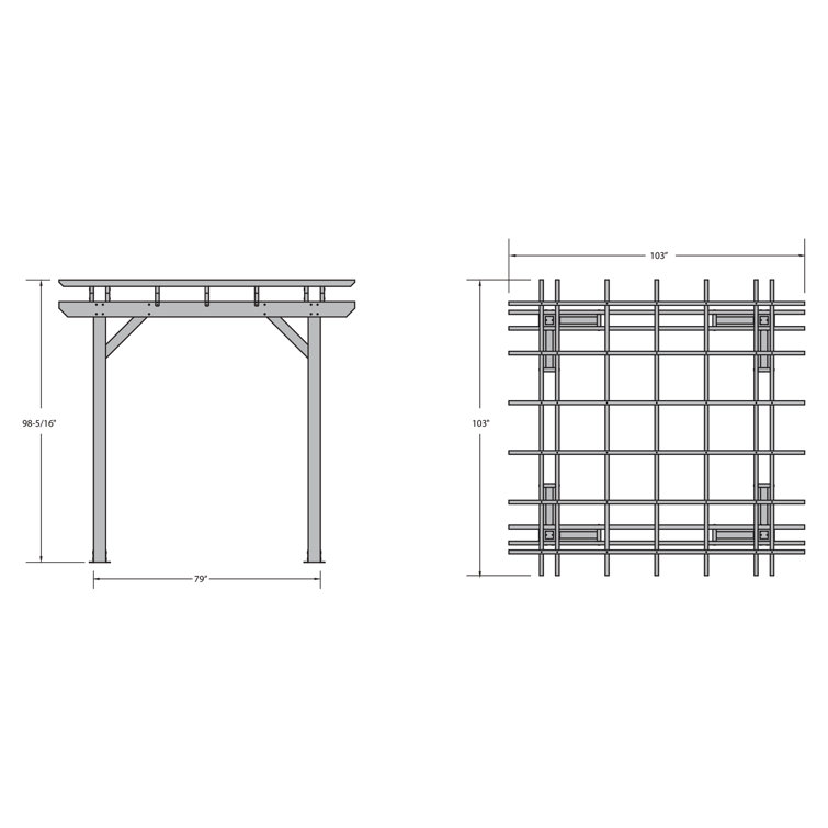 Weathered Acorn 8' x 8' Poly Lumber Pergola