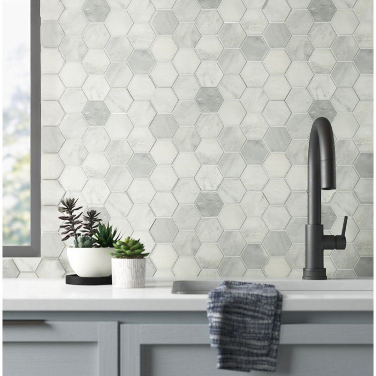 Greecian Marble Hexagon Mosaic Wall and Floor Tile