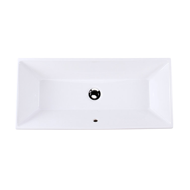 Aquasei 13.5'' White Porcelain Rectangular Undermount Bathroom Sink