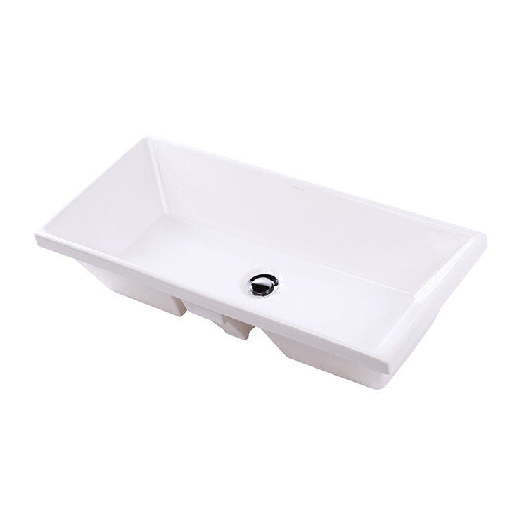 Aquasei 13.5'' White Porcelain Rectangular Undermount Bathroom Sink