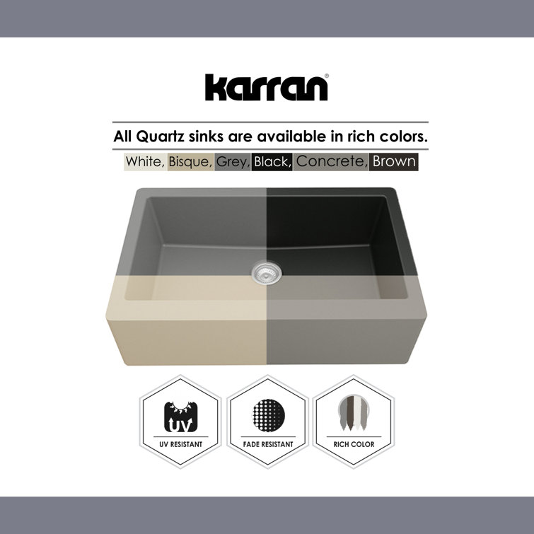 Concrete Quartz Composite Farmhouse Apron Front Double Bowl Kitchen Sink