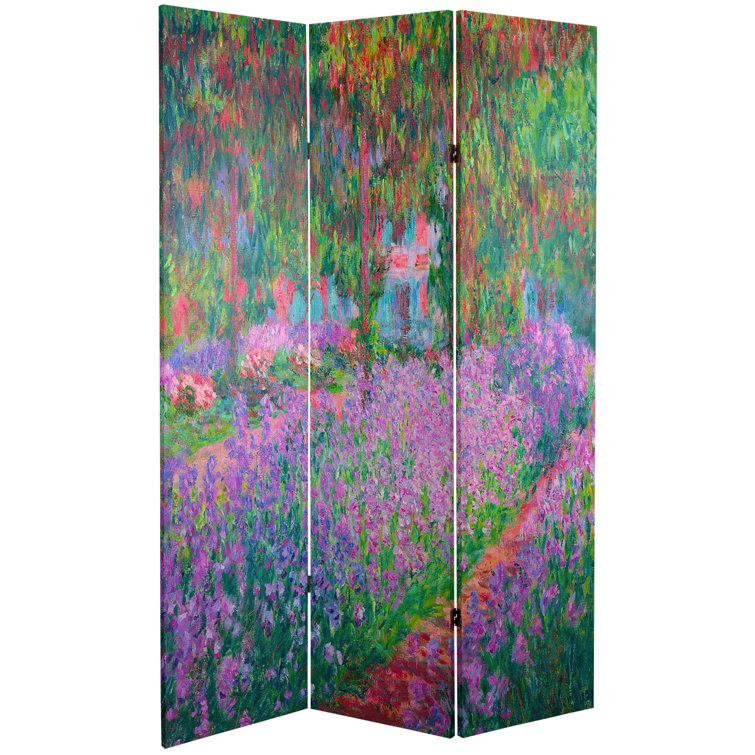 6 ft Tall Double Sided Monet Canvas Room Divider