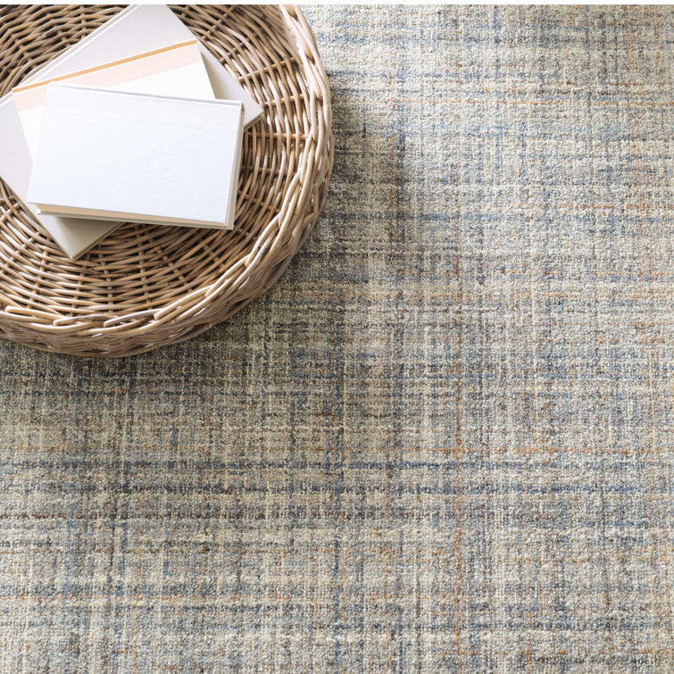 Handmade Blue/Brown Wool Rectangular 9' x 12' Rug