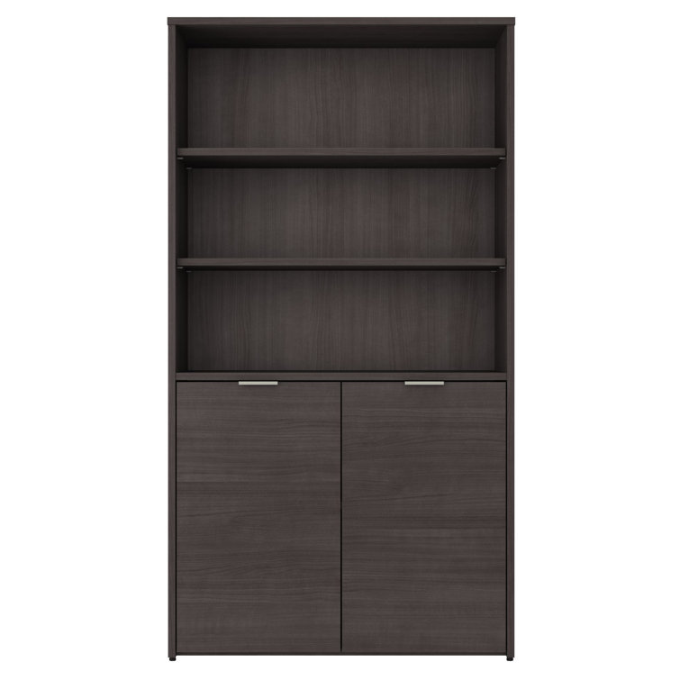 Storm Gray Adjustable 5-Shelf Bookcase with Doors