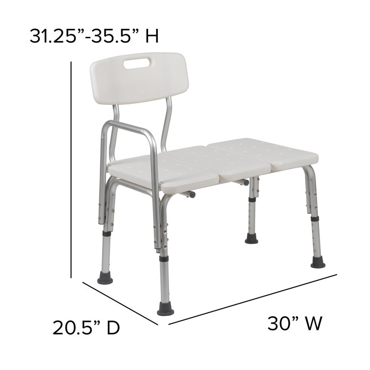 Hercules Series 300 lb Adjustable White Aluminum Bath Transfer Bench
