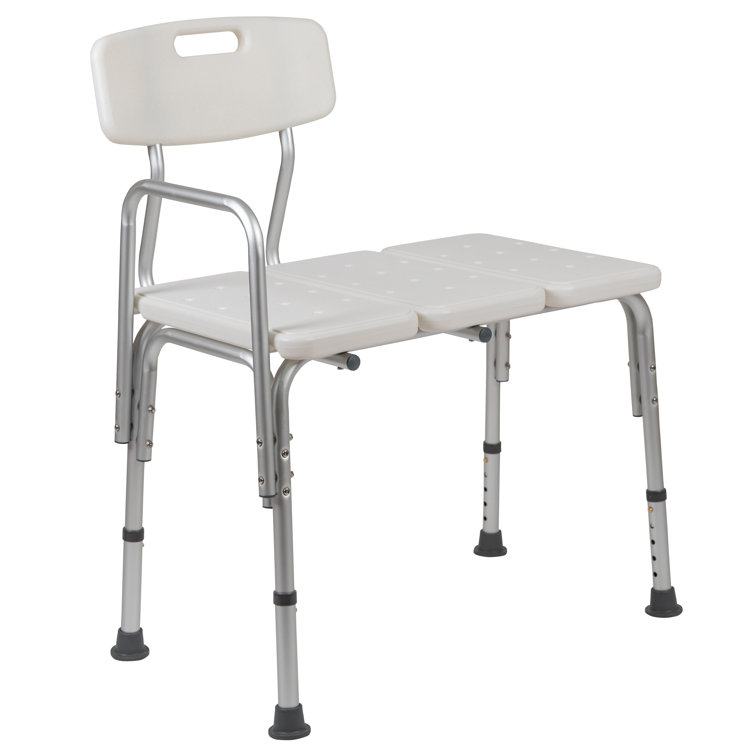 Hercules Series 300 lb Adjustable White Aluminum Bath Transfer Bench