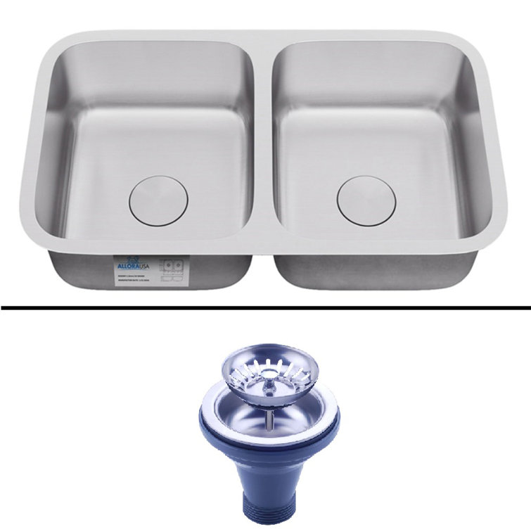 31.25'' Stainless Steel Double Bowl Undermount Kitchen Sink