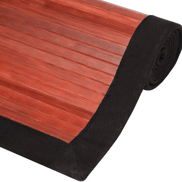 Mahogany and Black Handmade 4' x 6' Oriental Viscose Rug