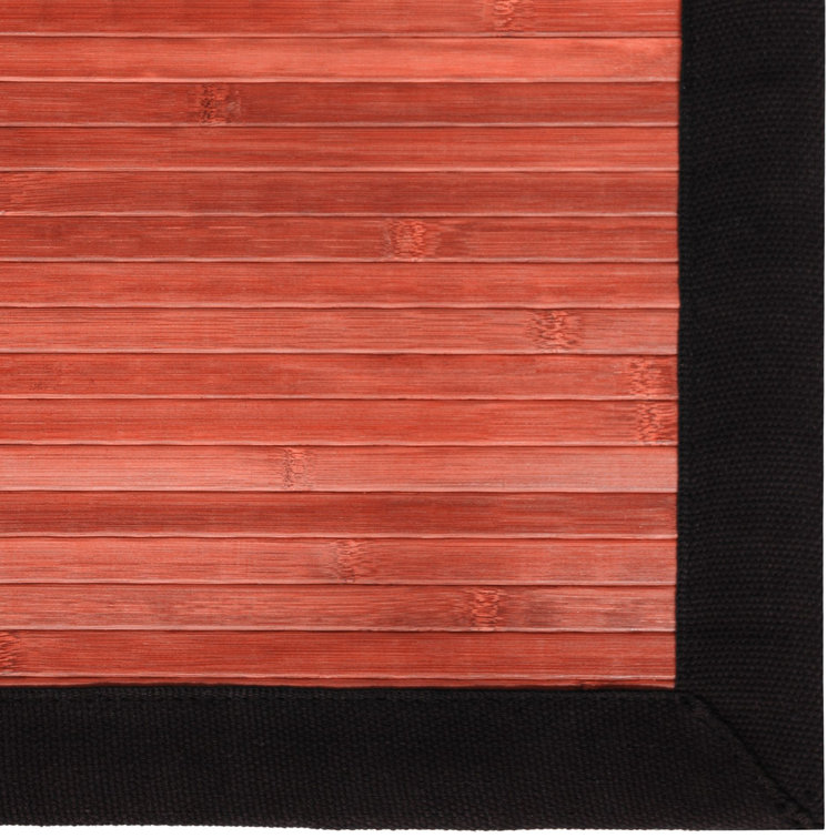 Mahogany and Black Handmade Bamboo Rectangular Rug