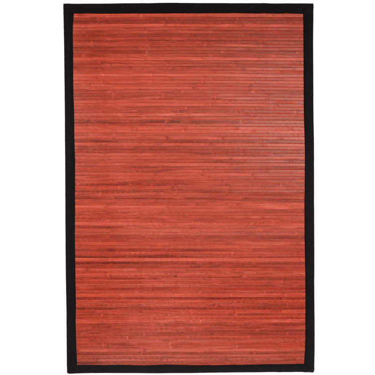 Mahogany and Black Handmade Bamboo Rectangular Rug