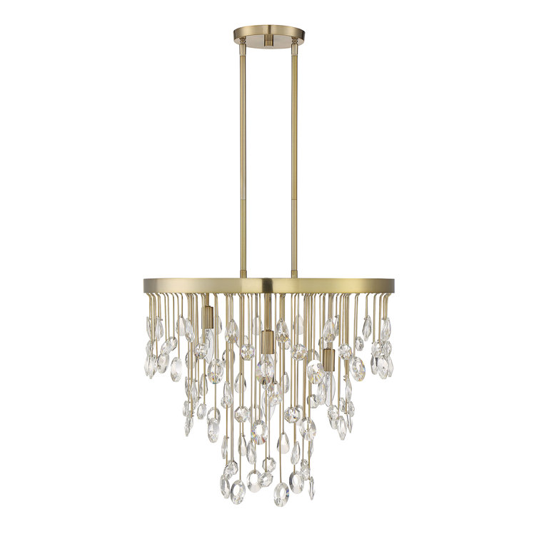 Noble Brass and Crystal 4-Light Adjustable Chandelier