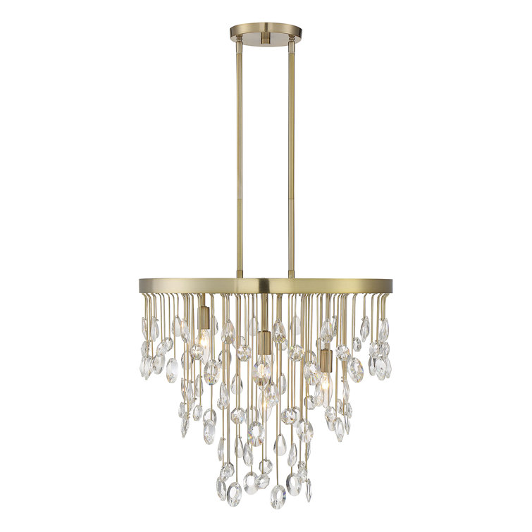 Noble Brass and Crystal 4-Light Adjustable Chandelier