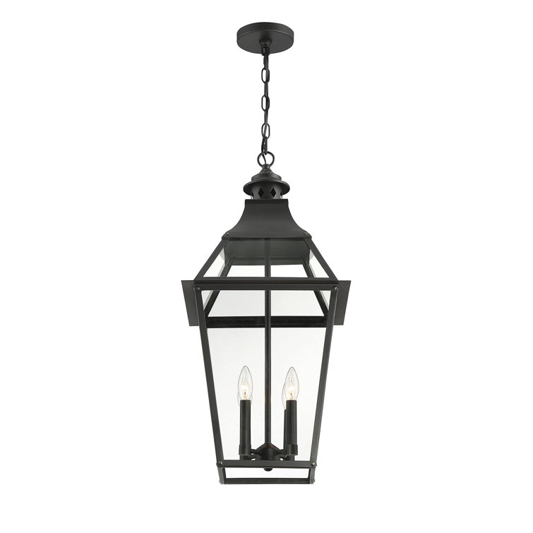 Jackson Matte Black and Gold 4-Light Outdoor Hanging Lantern