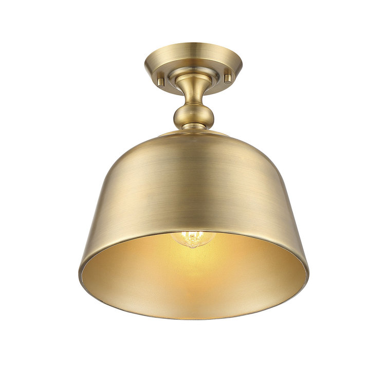 Warm Brass 12" Metal Semi-Flush Mount Ceiling Light