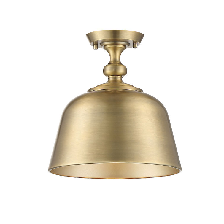 Warm Brass 12" Metal Semi-Flush Mount Ceiling Light
