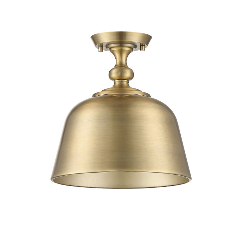 Warm Brass 12" Metal Semi-Flush Mount Ceiling Light