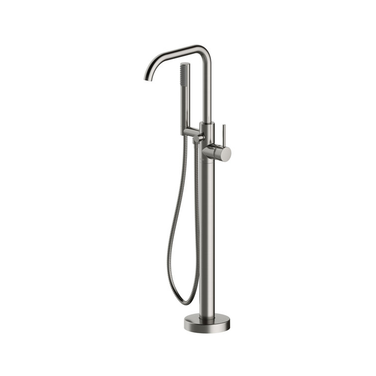 Brushed Nickel Freestanding Tub Filler with Hand Shower