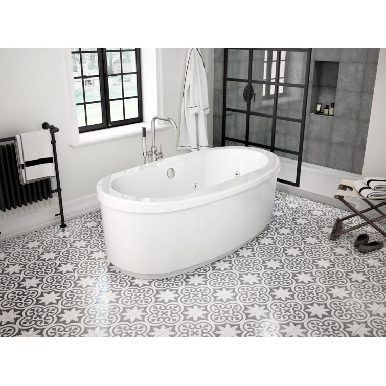 Brushed Nickel Freestanding Tub Filler with Hand Shower